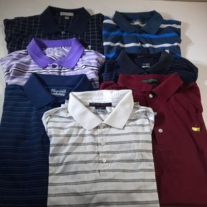 Lot of 7 Mens Polo Shirts  U.A. Nike, Tiger Woods, Peter Millar Size  Large L